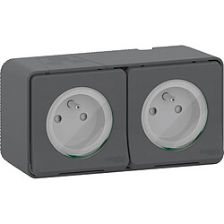 Schneider Electric Mureva - Double prise courant étanche Blanc Double prise de courant - Étanche - Protection IP55 - Montage en saillie - Gamme Mureva
