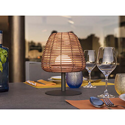 Lumisky Lampe de table sans fil rotin LED blanc chaud/blanc dimmable BOHEME H 25 cm