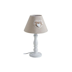 Aubry Gaspard Lampe de Chevet Romantique - Bois Lampe chevet - Bois et coton - Pieds en bois blanc - Douille E27 40W