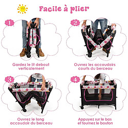 Acheter Decoshop26 Lit parapluie bébé 3 en 1 - Rose
