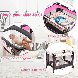 Decoshop26 Lit parapluie bébé 3 en 1 - Rose pas cher