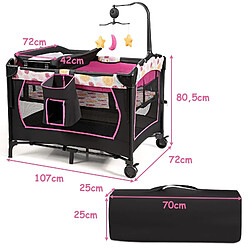 Avis Decoshop26 Lit parapluie bébé 3 en 1 - Rose