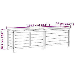 vidaXL Boîte de rangement 198,5x50x56,5 cm - Bois de sapin pas cher