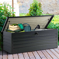 Idmarket MARKET Coffre Jardin Métal 600L - Gris Anthracite