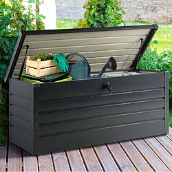 Idmarket MARKET Coffre Jardin Métal 600L - Gris Anthracite