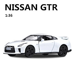 Voiture miniature GTR en métal - Blanc Modèle de voiture diecast 1:36 - Alliage métallique - Mécanisme à rétrofriction - Pour collection et décoration - Dès 3 ans