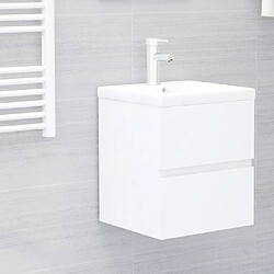 VidaXL Armoire d'évier avec lavabo intégré - Blanc Armoire d'évier - Bois d'ingénierie - Lavabo céramique intégré - 41 x 38,5 x 45 cm