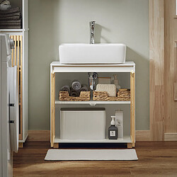 SoBuy BZR125-W Meuble sous Lavabo bambou blanc