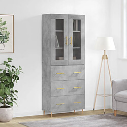 VIDAXL Buffet Haut Gris Béton 69.5x34x180 cm Buffet haut - Bois d'ingénierie, métal - Grand espace de rangement - Gris béton - 69.5 x 34 x 180 cm