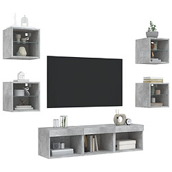 Avis vidaXL Unités TV LED 7 pcs - Gris béton