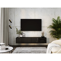 3XELIVING Meuble TV suspendu - Noir Mat/Brillant