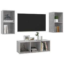 Avis vidaXL Ensemble Meuble TV 3 pcs Gris Béton
