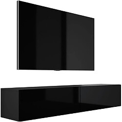 3XELIVING Meuble TV suspendu - Noir Mat/Brillant