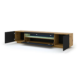 FURNLUX Table de télévision AURA LED 200x37x42 Crème & Noir