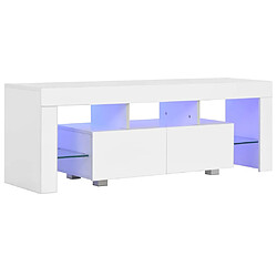 vidaXL Meuble TV avec lumière LED Blanc brillant 130x35x45 cm