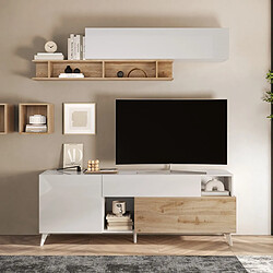 Vente-Unique Donala Meuble TV 181 cm Blanc Naturel pas cher