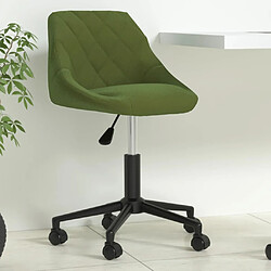 vidaXL Chaise pivotante de bureau vert clair velours Chaise de bureau pivotante - Velours vert clair - Hauteur ajustable - Pivotement 360° - Mécanisme de levage à gaz