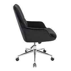 Mendler Fauteuil de bureau velours - Noir