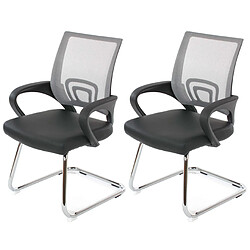 Decoshop26 Lot de 2 chaises de conférence - Noir