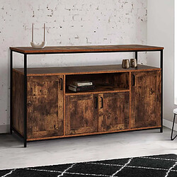 IDMarket Buffet Austria 140 Cm 4 Portes - Meuble Salon Industriel Pieds Épingle Bois Et Métal
