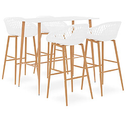 vidaXL Ensemble de bar sobre 5 pièces - Blanc