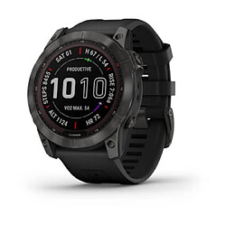 Garmin Fenix 7X Sapphire Solar Gris Montre GPS multisport - Charge solaire - Cartes TopoActive - Suivi santé - Autonomie prolongée