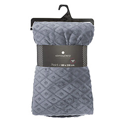 Atmosphera Plaid en flanelle détails losanges en 3D - 230x180 cm - Gris