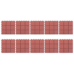vidaXL Carreaux de terrasse 10 pcs 30,5x30,5 cm rouge