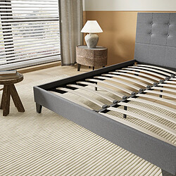 Acheter November sleep Lit sommier déco tête boutonnée - Gris