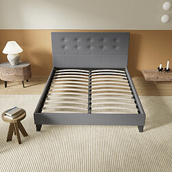 Avis November sleep Lit sommier déco tête boutonnée - Gris