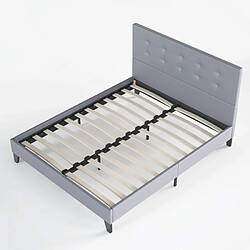 November sleep Lit 2 places simili-cuir - Gris