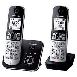 Téléphone fixe sans fil Duo Panasonic KX TG6862 Noir et argent