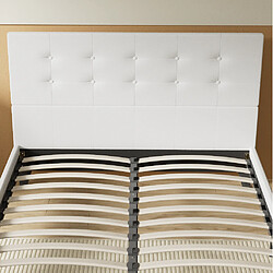 November sleep Lit sommier simili cuir - Blanc pas cher