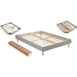 Mérinos Sommier cadre à lattes - Gris clair
