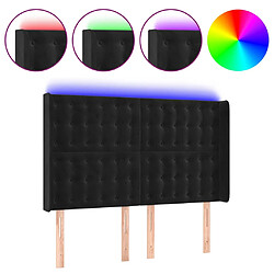 vidaXL Tête de lit LED 147x16x118/128 cm Velours Noir
