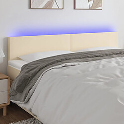vidaXL Tête de lit à LED - Crème Tête de lit - Tissu - Bande LED - Ajustable - 160 x 5 x 78/88 cm