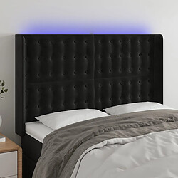 vidaXL Tête de lit LED 147x16x118/128 cm Velours Noir
