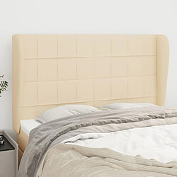 VIDAXL Tête de lit avec oreilles 147 cm - Crème Tête de lit avec oreilles - Tissu polyester - Hauteur réglable - Pieds en bois
