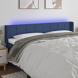 vidaXL Tête de lit à LED - Bleu Tête de lit avec LED intégrée - Tissu polyester bleu - Hauteur réglable - Panneau durable - 163 x 16 x 78/88 cm