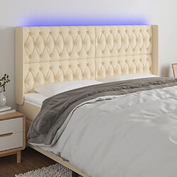 vidaXL - LED Crème 203x16x118/128 cm Tête de lit à LED - Tissu polyester durable - Hauteur réglable - Bande LED flexible