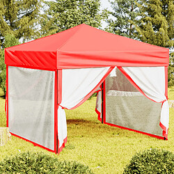 vidaXL Tente Réception Pliable avec Parois 3x3 m Rouge