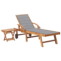 vidaXL Chaise longue - Bois de teck solide
