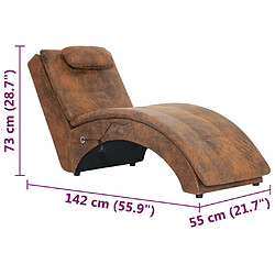 vidaXL Chaise longue de massage - Marron pas cher