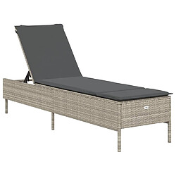 VIDAXL Chaise longue Résine tressée Gris clair