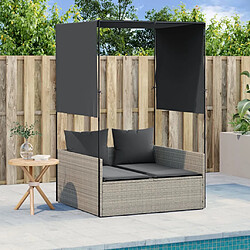 Chaise longue double avec toit vidaXL
