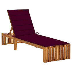 VIDAXL Chaise Longue Acacia - Vin Rouge