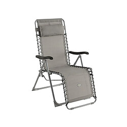 Hesperide Fauteuil Relax Silos - Gris Chaise longue ajustable - Acier époxy anti-rouille - Textilène résistant - 5 positions, pliable - Dimensions : 63 x 91 x 111 cm