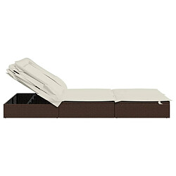 Helloshop26 Chaise longue 2 places - Marron pas cher