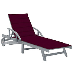 VIDAXL Chaise longue avec coussin - Gris/Rouge