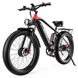 DUOTTS F26 Vélo de montagne électrique 750W *2 doubles moteurs 48 V 17,5 Ah Batterie LG 26 * 4,0 pouces Gros pneus - Noir